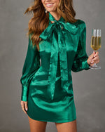 Holiday Exclusive Lurex Neck Tie Mini Dress
