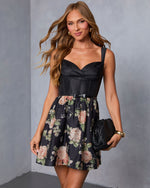 Sugar Bloom Fit And Flare Belted Mini Dress