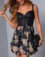 Sugar Bloom Fit And Flare Belted Mini Dress