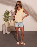 Sunset Layover Split Neck Cotton Top