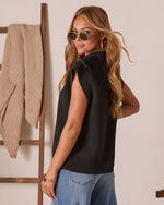Black % Elsa Half Zip Sweater Vest-4