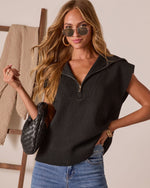 Black % Elsa Half Zip Sweater Vest-6