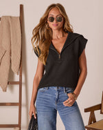 Black % Elsa Half Zip Sweater Vest-1