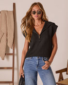 Black % Elsa Half Zip Sweater Vest-1