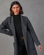 Black % Alexia Pocketed Duster Cardigan-5