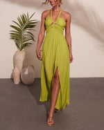 Elmhurst Ruched Halter Maxi Dress