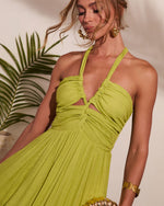 Elmhurst Ruched Halter Maxi Dress