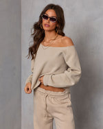 Taupe % Homebody Honey Off Shoulder Sweatshirt-3