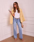 Medium Wash % Rugged Charm Stretch High Rise Wide Leg Jeans-1