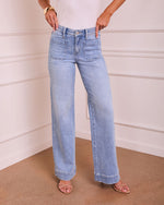 Medium Wash % Rugged Charm Stretch High Rise Wide Leg Jeans-2