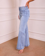 Medium Wash % Rugged Charm Stretch High Rise Wide Leg Jeans-3