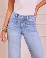 Medium Wash % Rugged Charm Stretch High Rise Wide Leg Jeans-6