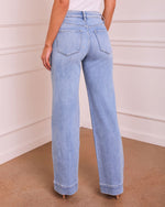 Medium Wash % Rugged Charm Stretch High Rise Wide Leg Jeans-4
