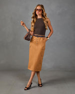 Ardelle Cotton Belted Cargo Midi Skirt