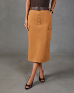 Ardelle Cotton Belted Cargo Midi Skirt