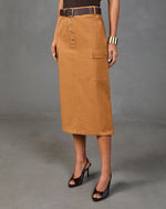 Ardelle Cotton Belted Cargo Midi Skirt