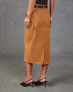 Ardelle Cotton Belted Cargo Midi Skirt