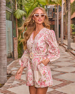 Blooming Petals Belted Floral Romper