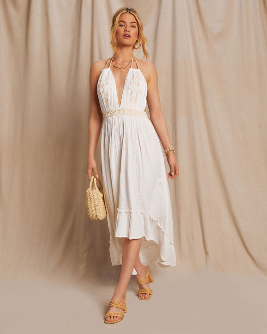 Emmie Crochet Embroidered Maxi Dress