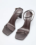 Brown % Amber Nights Strappy Leather Heels-2