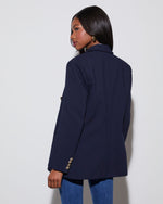 Navy % Serious Business Pocketed Blazer-5