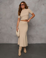 Taupe % On The Town Ribbed Mockneck Sweater-11