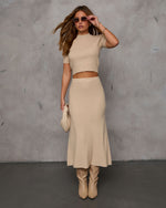 Taupe % On The Town Ribbed Mockneck Sweater-8