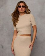 Taupe % On The Town Ribbed Mockneck Sweater-12