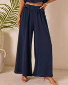 Navy % Island Drift Pleated Wide Leg Pants-1