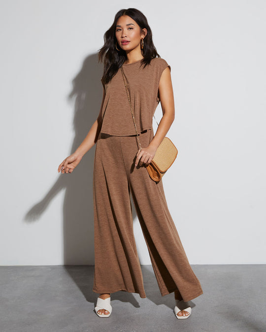 Mocha % Not What It Seems Pocketed Jumpsuit-1