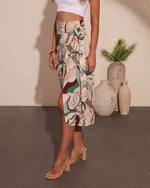 Neela Abstract Wrap Tie Cover Up Midi Skirt