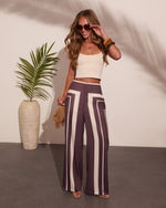 Sun Catcher Satin Striped Geometric Wide Leg Pants