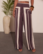 Sun Catcher Satin Striped Geometric Wide Leg Pants