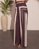 Sun Catcher Satin Striped Geometric Wide Leg Pants
