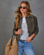 Eden Charm Faux Suede Jacket