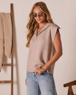 Beige % Elsa Half Zip Sweater Vest-3