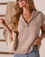 Beige % Elsa Half Zip Sweater Vest-6