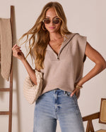 Beige % Elsa Half Zip Sweater Vest-2