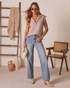 Beige % Elsa Half Zip Sweater Vest-1