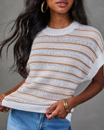 Victoria Striped Open Knit Sweater