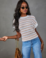 Victoria Striped Open Knit Sweater