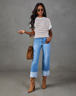Victoria Striped Open Knit Sweater