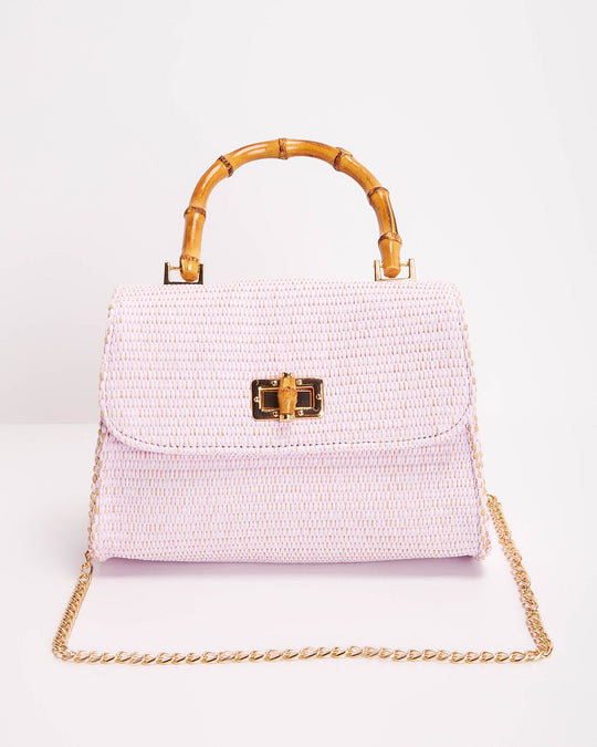 Lilac % Skyler Raffia Top Handle Bag-5