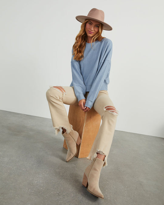 Fog Blue % Ellory Cotton Ribbed Pullover-5