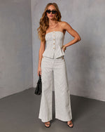 Light Touch Pinstripe Strapless Top