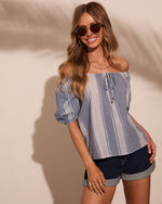 Mareah Striped Gingham Print Top