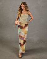 Cool Intentions Mesh Abstract Print Maxi Skirt