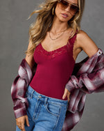 Peony Darling Ribbed Floral Lace Tank Top