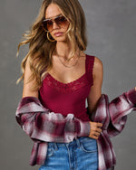 Peony Darling Ribbed Floral Lace Tank Top