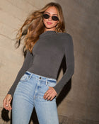 Charcoal % Enema Cowl Neck Top-7